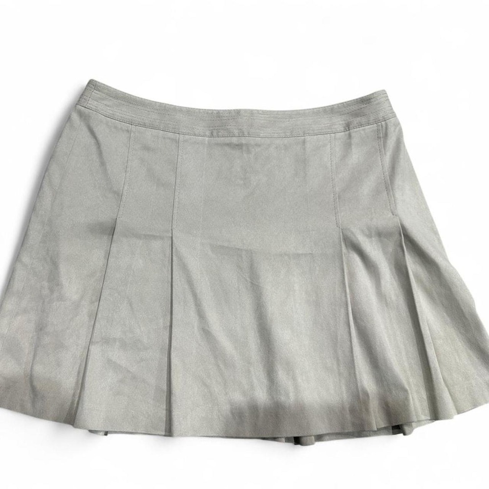 Women's Next cream suede pleated mini skirt Sz 14